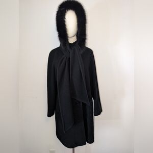 Elegant Black Cashmere/Wool Blend Coat